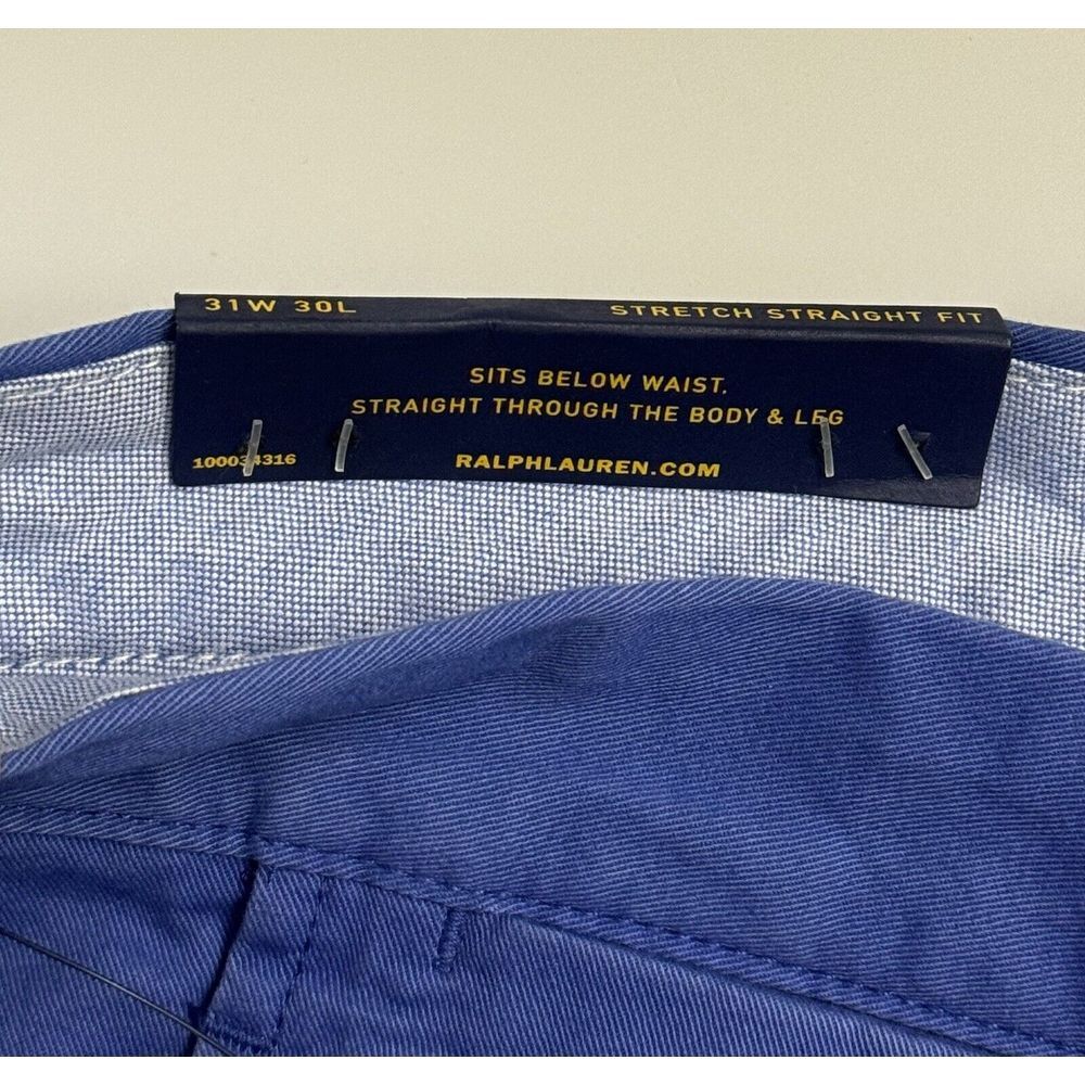 Polo Ralph Lauren Blue Stretch Straight Fit Cotton Twill Chino Pants Size 30x31 - Picture 6 of 8